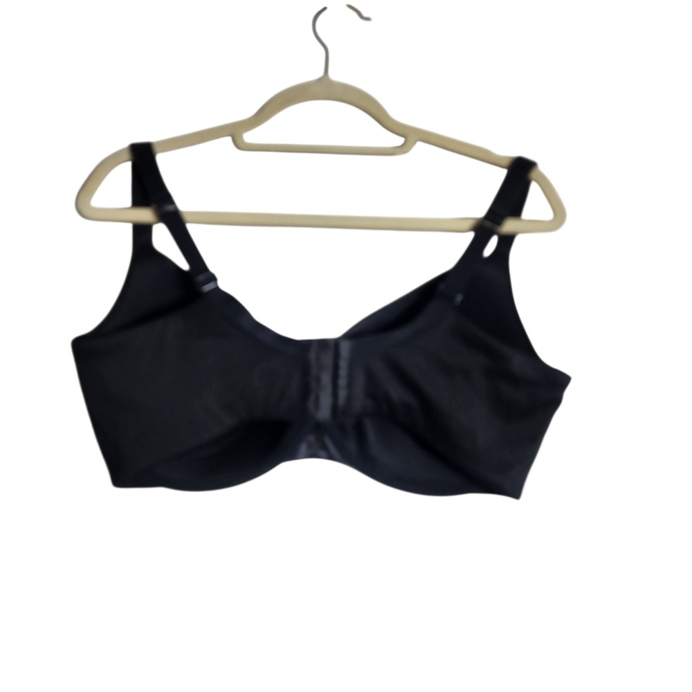 Cacique Intuition Uplift Plunge Bra Black Underwire 40F 4-Hook Closure